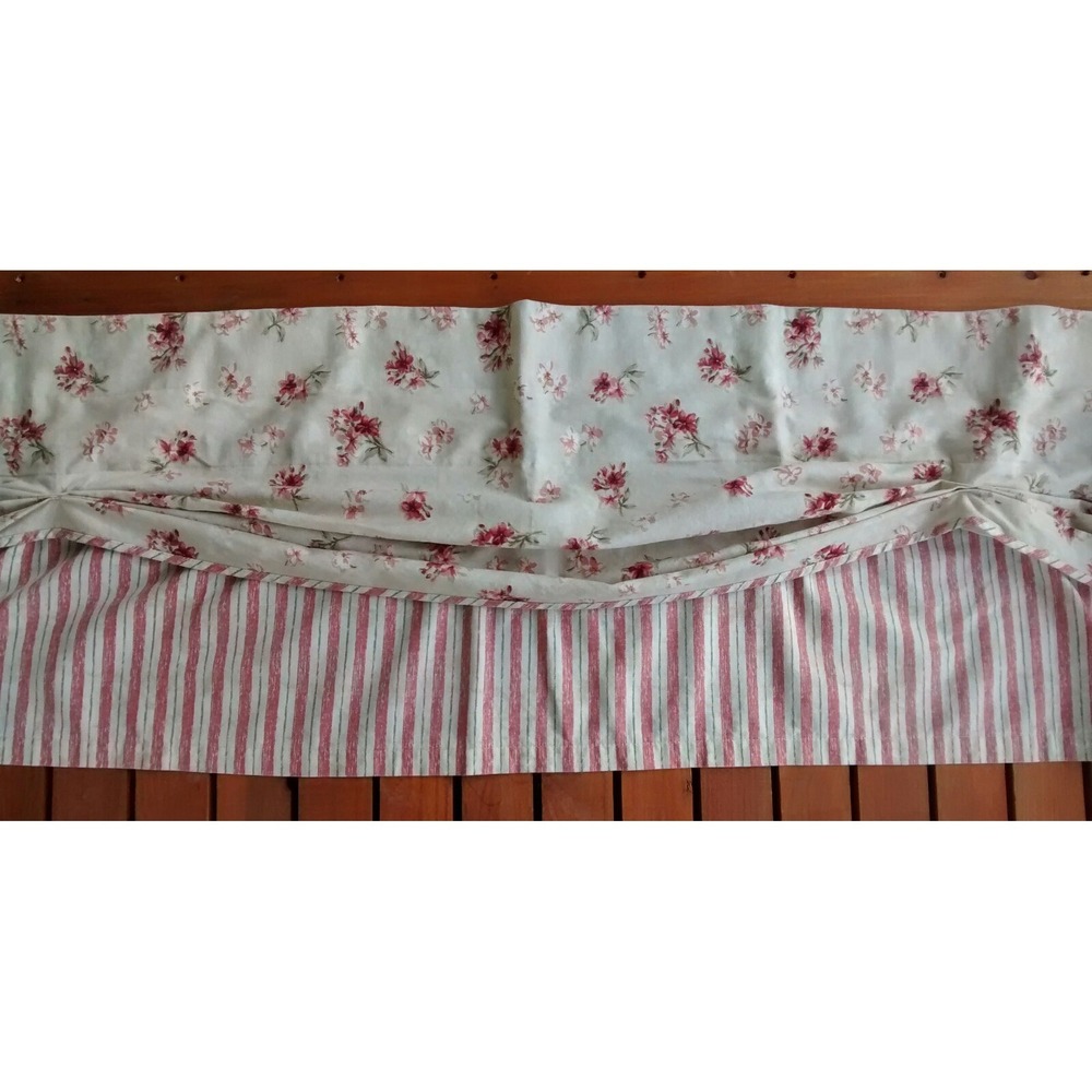 Waverly Stripe Floral Double Layer Valance 16.75x72